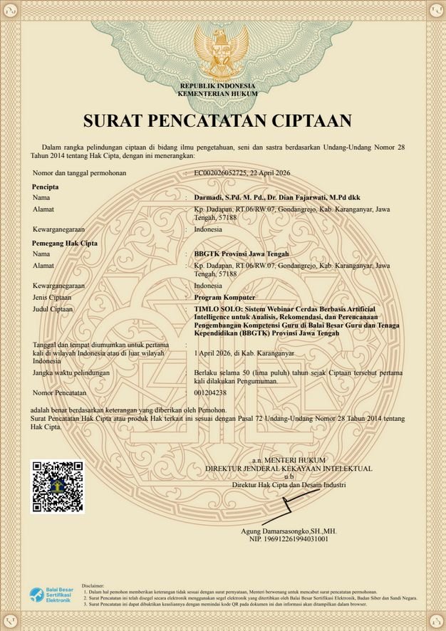 Sertifikat Hak Cipta TIMLO SOLO