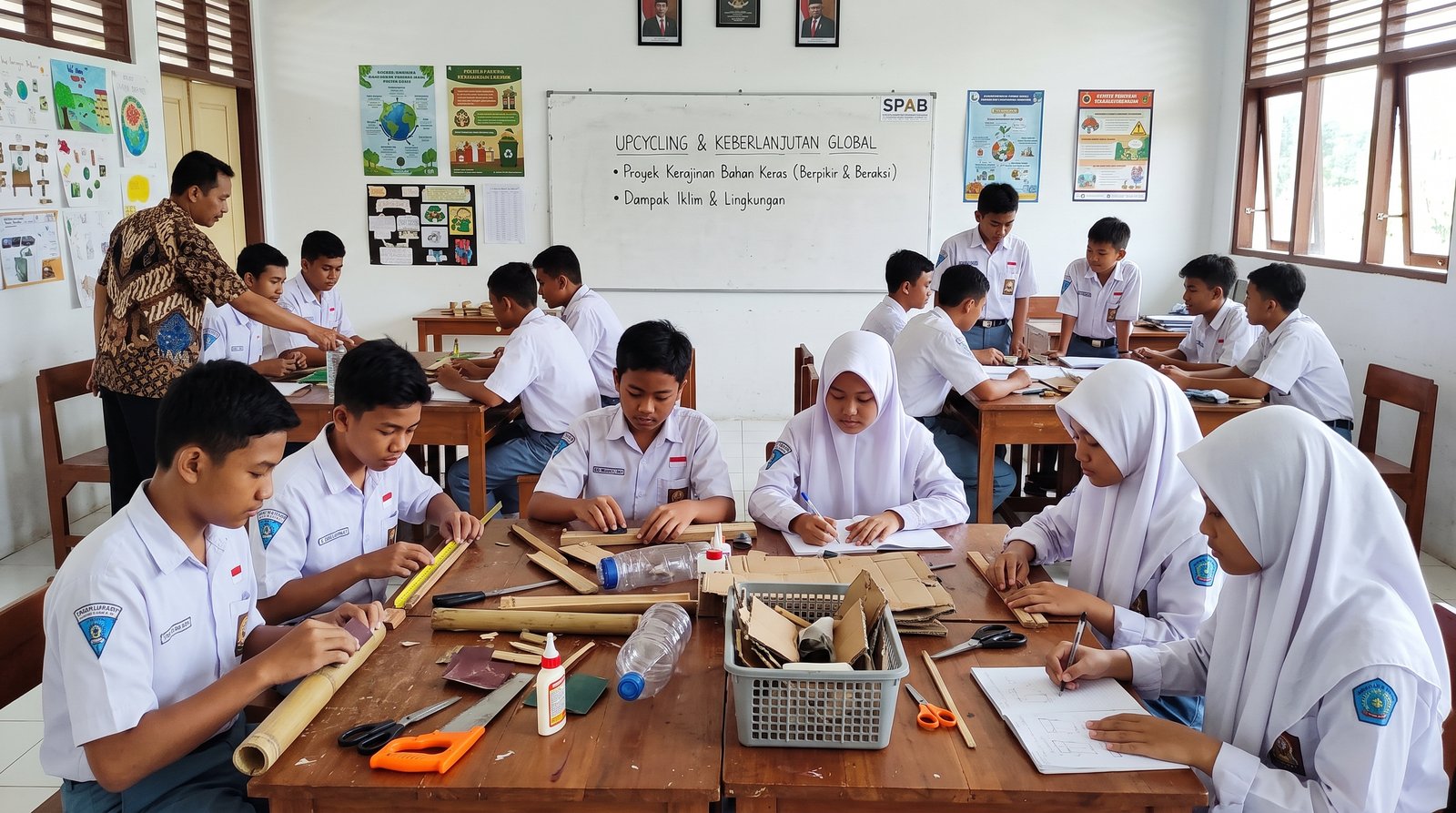 Membangun Kesadaran Ekologis Global melalui Proyek Upcycling Limbah Keras Terintegrasi Adaptasi Perubahan Iklim