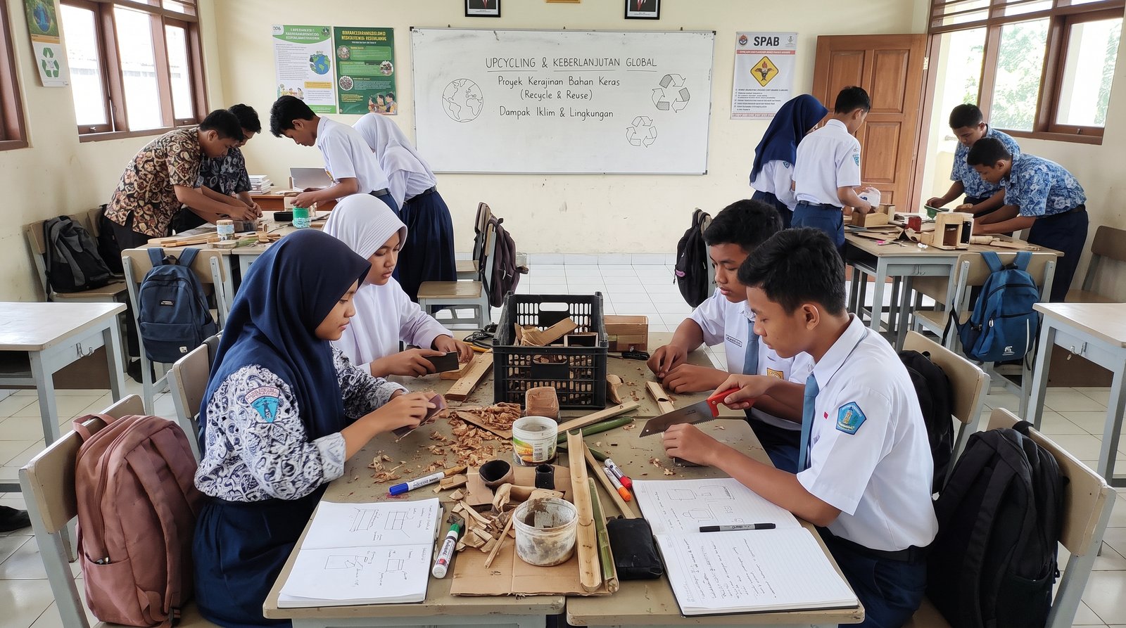 Foto 2 — Membangun Kesadaran Ekologis Global melalui Proyek Upcycling Limbah Keras Terintegrasi Adaptasi Perubahan Iklim