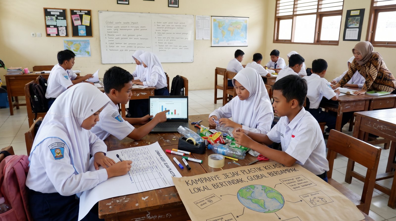 Proyek Audit Jejak Plastik Sekolah dan Kampanye "Lokal Bertindak, Global Berdampak" pada Pembelajaran IPS Terpadu
