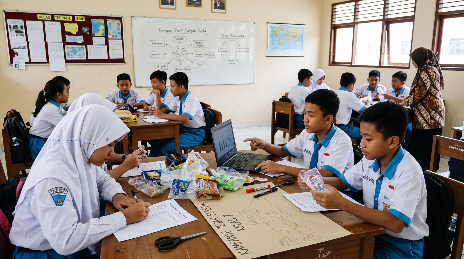 Foto 2 — Proyek Audit Jejak Plastik Sekolah dan Kampanye "Lokal Bertindak, Global Berdampak" pada Pembelajaran IPS Terpadu