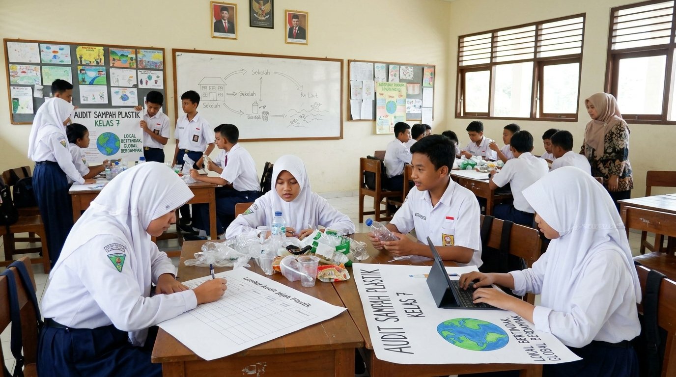 Foto 3 — Proyek Audit Jejak Plastik Sekolah dan Kampanye "Lokal Bertindak, Global Berdampak" pada Pembelajaran IPS Terpadu