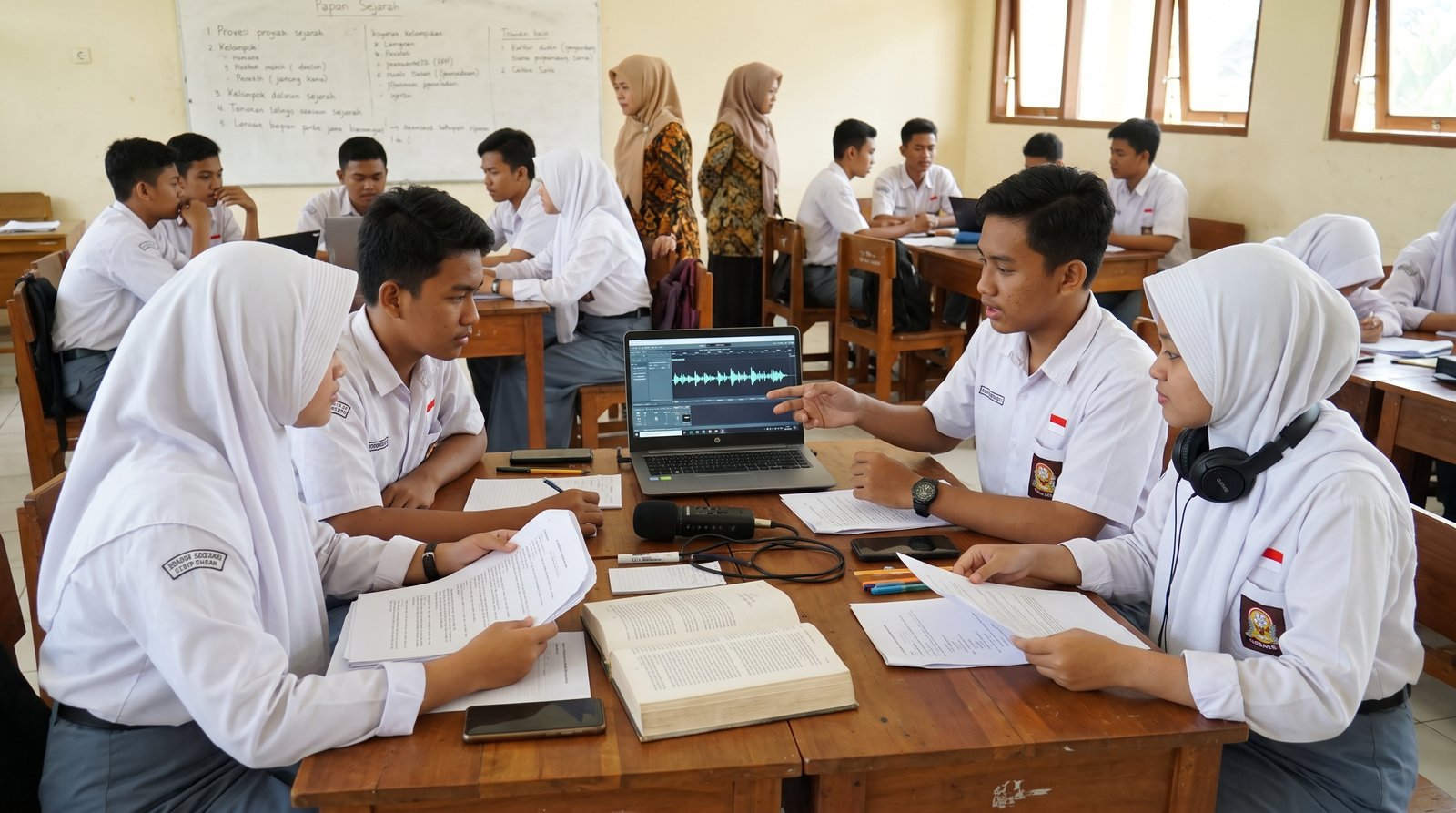 Foto 2 — Penerapan Interdependensi Peran dalam Proyek "Podcast Sejarah Lokal" untuk Membangun Sinergi Kolaboratif Kelas 10