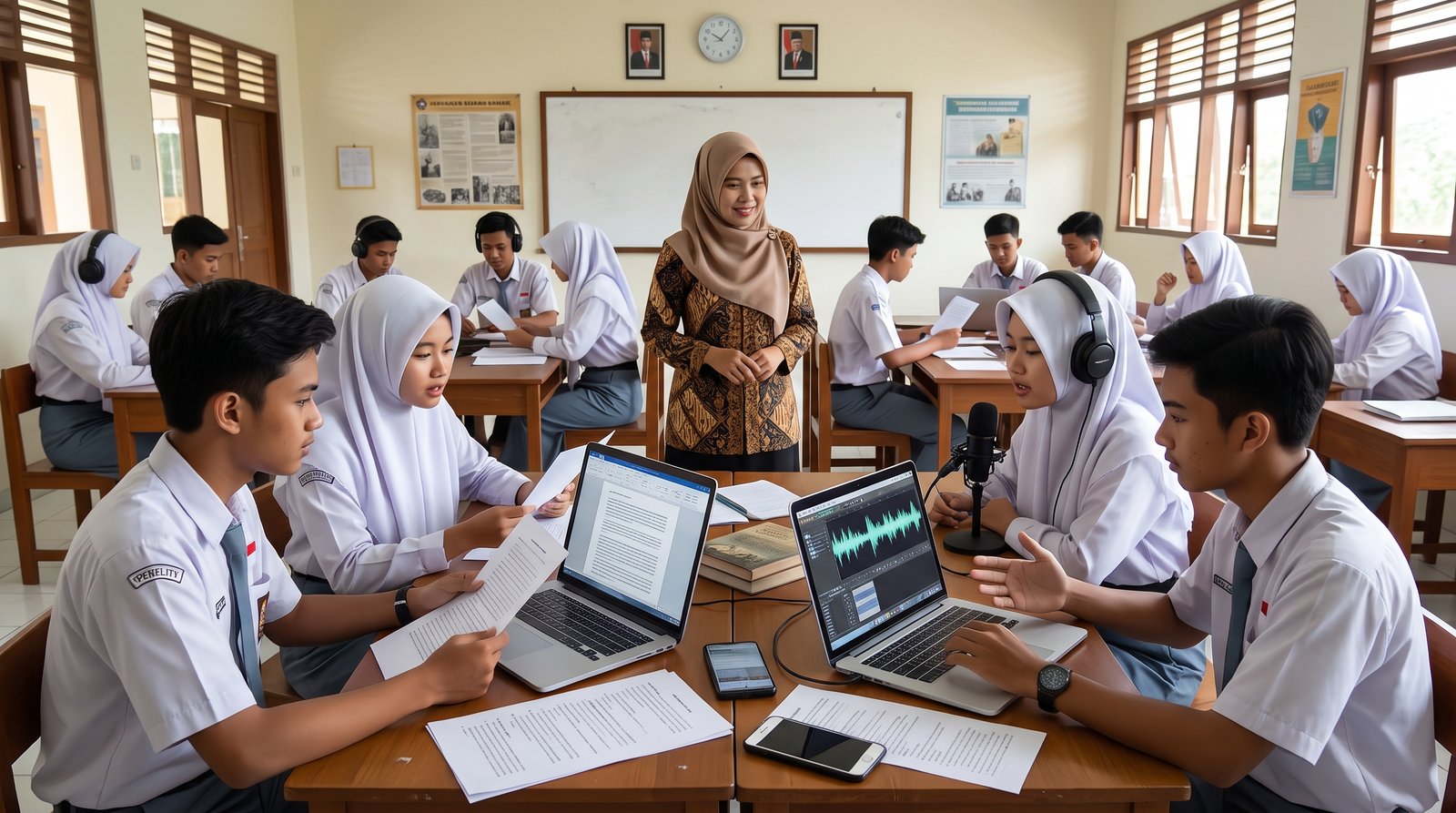 Foto 3 — Penerapan Interdependensi Peran dalam Proyek "Podcast Sejarah Lokal" untuk Membangun Sinergi Kolaboratif Kelas 10